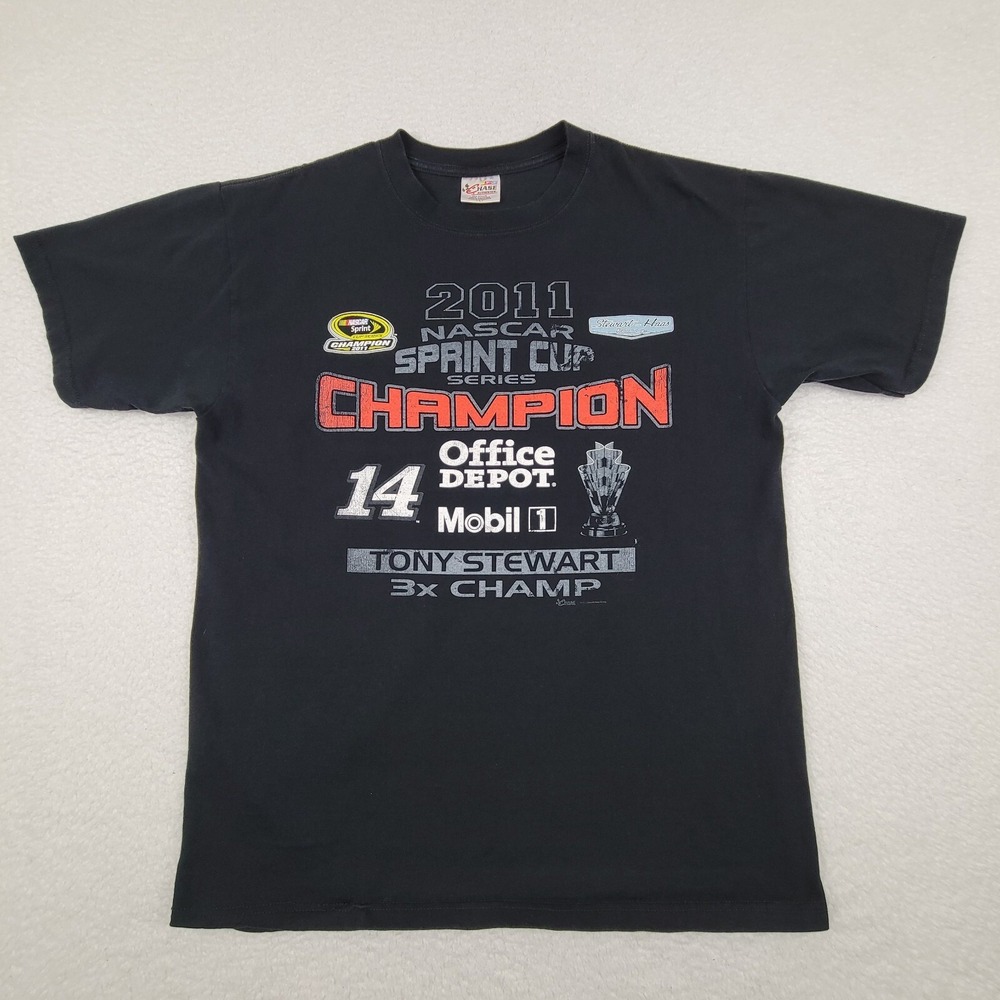 Chase Nascar Sprint Cup 2011 Champion Tony Stewart T-Shirt Mens Large Black READ